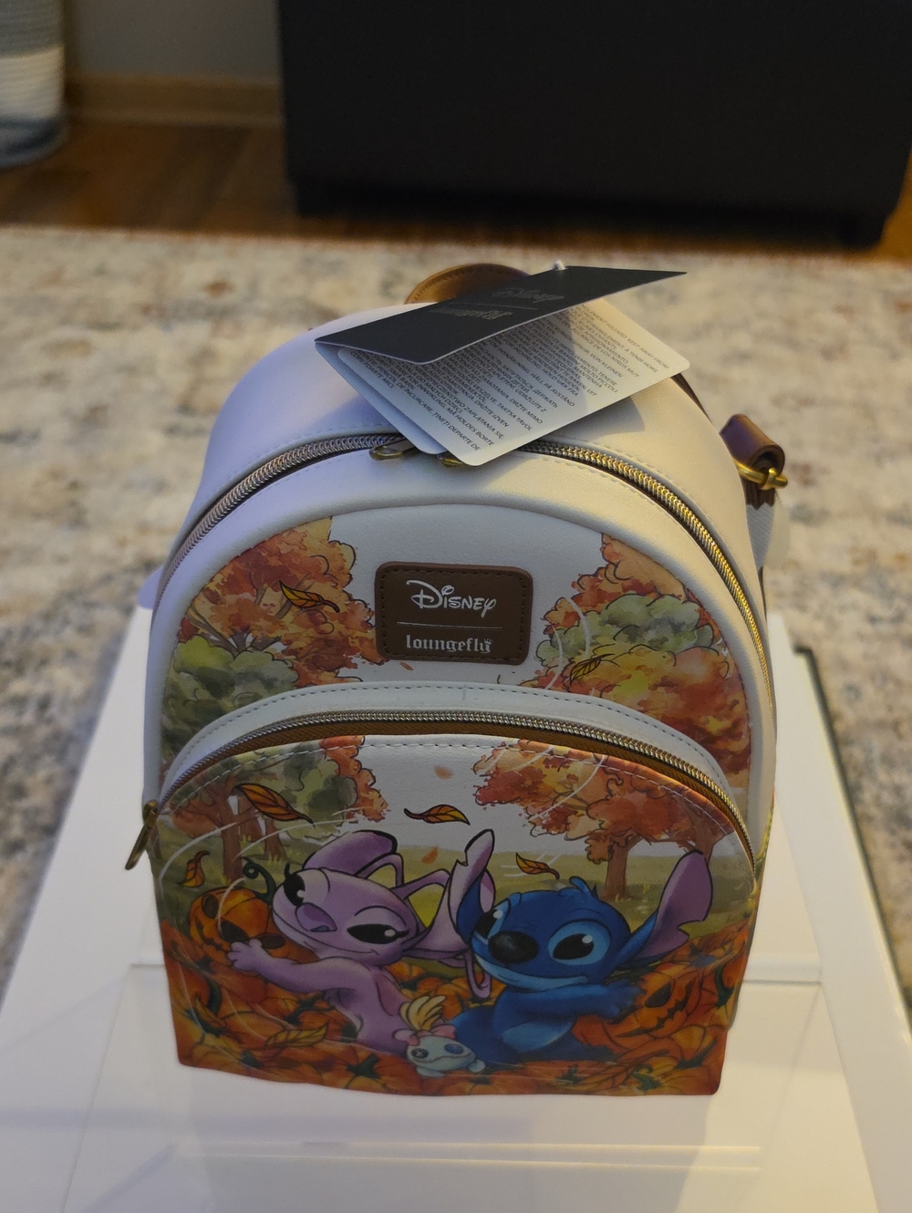 Loungefly Stitch And Angel  Pumkin Patch Backpack. NWT.
